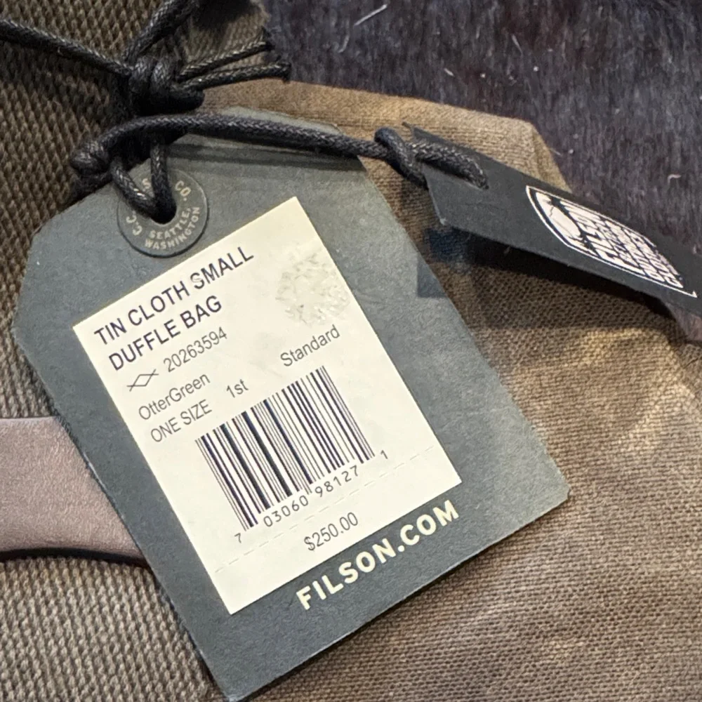 NWT Filson Olive Green Waxed Canvas Tin Cloth Small Duffle - Otter Green